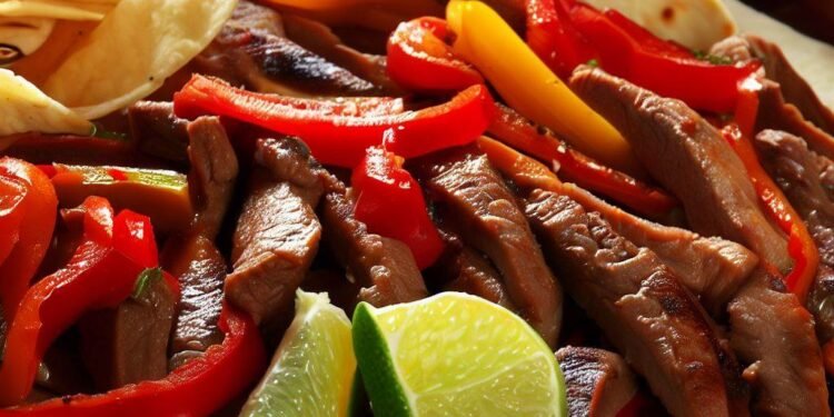 Fajitas Mexicanas : Tiras de Carne Temperadas e Grelhadas 3 Fajitas Mexicanas: Tiras de Carne Temperadas e Grelhadas