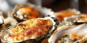 Ostras Gratinadas com Espuma de Champagne. Deliciosas 9 Ostras Gratinadas com Espuma de Champagne. Deliciosas