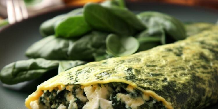 Receita FIT Omelete de Espinafre e Queijo Cottage