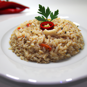 Risoto de Lula e Pimentão Vermelho