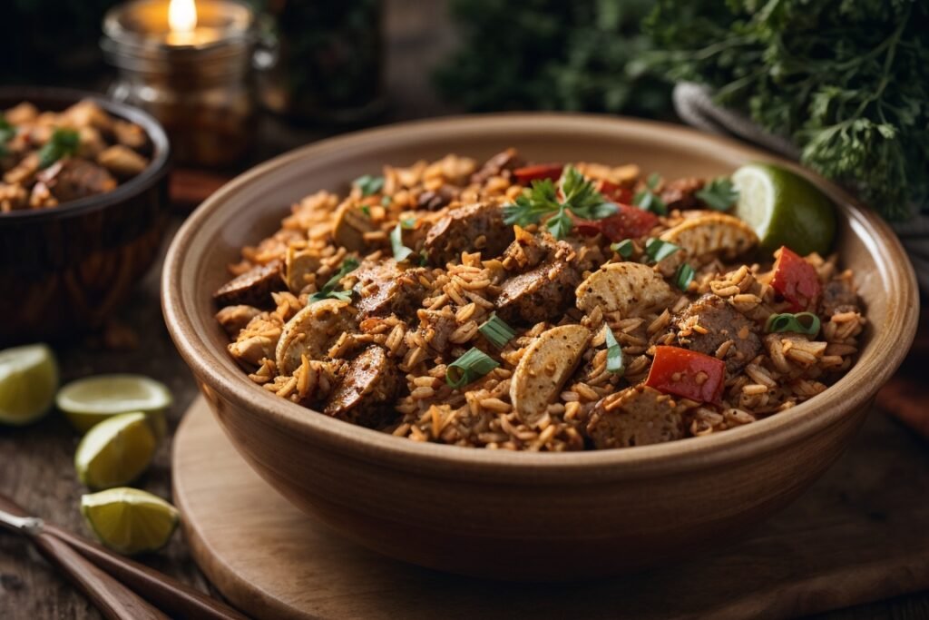 Jambalaya da Louisiana: Prato Picante com Frutos do Mar e Linguiça! 3 Jambalaya da Louisiana: Prato Picante com Frutos do Mar e Linguiça!