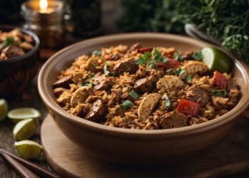 Jambalaya da Louisiana: Prato Picante com Frutos do Mar e Linguiça!